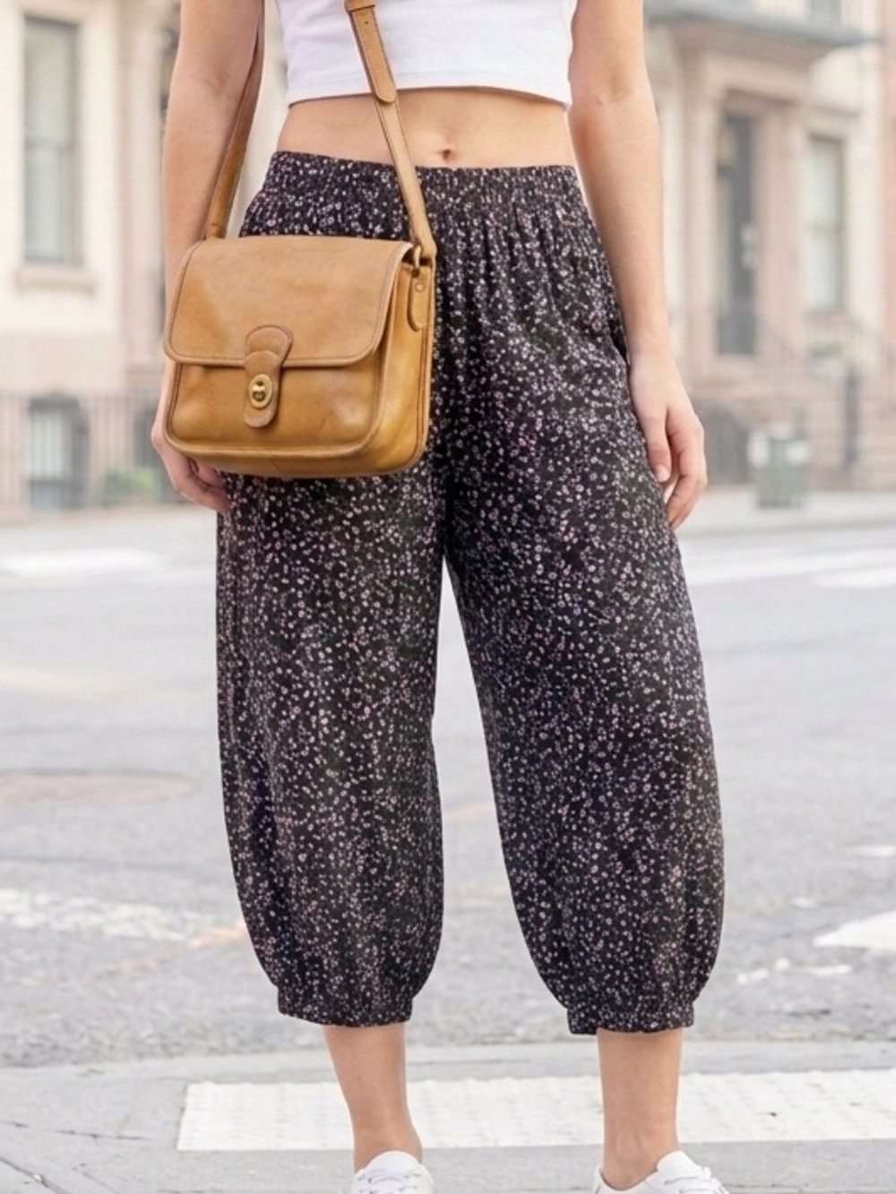 Floral High Rise Elastic Waist Balloon Pants Wet Seal XS Boho Coquette Festival